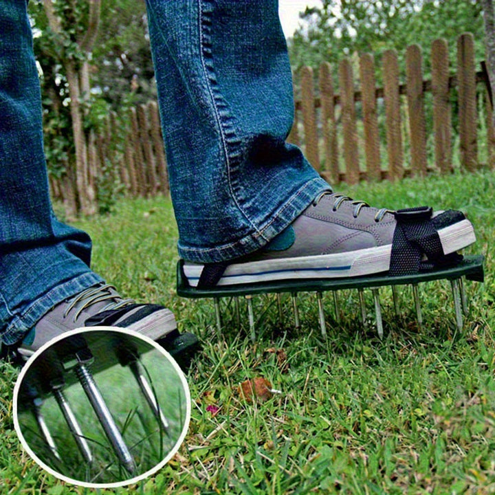 1 Par de Zapatos para Jardinería con Púas de 4.19 cm - Herramienta Manual para Aerar Césped, Antideslizante para Cortacéspedes y Trabajos en el Jardín, Compatible con Césped Natural y Artificial - Calzado Resistente al Clima, Diseño Robusto, Durabilidad