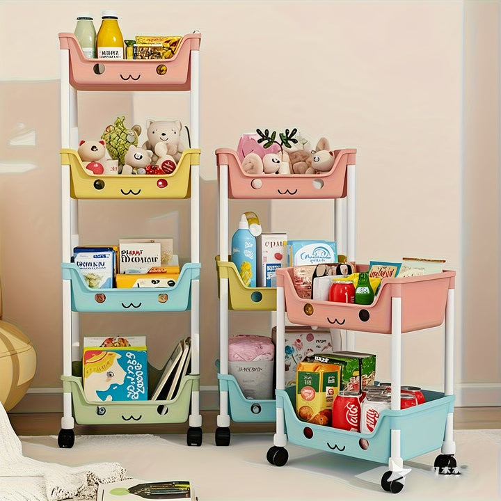 Carro de almacenamiento rodante multicapa, carrito móvil multifuncional para cocina, sala y dormitorio, fácil de mover y guardar. Estante duradero en colores macaron perfecto para cocina, baño y habitación - ideal para una familia de 13