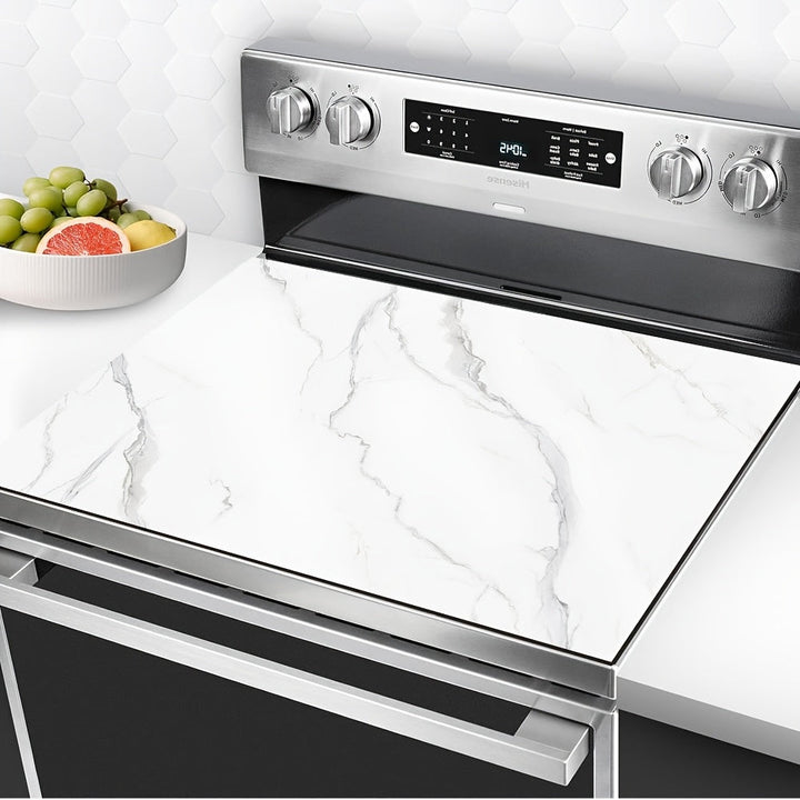 1 pieza, alfombrilla de encimera de textura de mármol blanco, 71.88x52.07 cm, suave, absorbente, a prueba de aceite, resistente al calor, antideslizante y fácil de limpiar. Ideal para encimera, lavavajillas, lavadora, secadora, cocina de inducción y plan