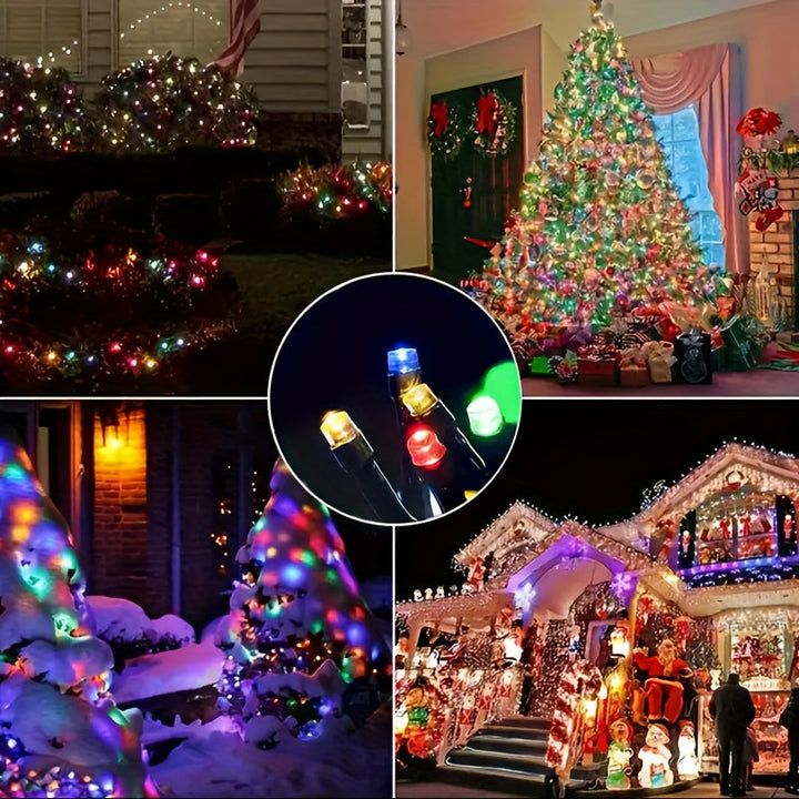 2 piezas de luces de cuerda solares, luces de tiras LED, 7/12 metros de luces de camping al aire libre, luces de jardín, luces de atmósfera de vacaciones, 8 modos de iluminación, IP65 impermeable, adecuadas para la decoración de jardines, iluminación de