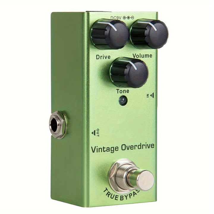 Pedal de efectos mini verde dinámico vintage overdrive para guitarra eléctrica, bloque único, práctico