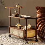 Carro Rodante de Madera de Lujo con Cestas y Estantes para Almacenamiento - Juego de 1, Mesa Lateral Moderna Multifuncional para Sala de Estar, Dormitorio, Oficina - Fácil Montaje, Organizador Móvil Compacto, Estantes Prácticos, Repisas Utilitarias