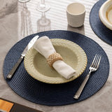 6 Unidades de Placemats Redondos de Plástico Tejido Placemats Lavables y Limpiables Alfombras de Mesa Adecuadas para Mesas de Comedor Resistentes al Calor y Antideslizantes Placemats Redondos Antideslizantes Alfombras de Mesa de PVC Estilo Occidental Ant