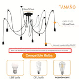 Araña de techo industrial moderna y elegante, lámpara colgante con 3/5/6/8 cabezales ajustables, estilo clásico antiguo, iluminación DIY