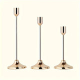 3 piezas de elegantes candelabros de metal, acabado dorado y oro rosa, decoración multiocasión para mesa festiva - Perfecto para Navidad, Halloween, Pascua, Hanukkah, Acción de Gracias, bodas, banquetes, fiestas, decoración del hogar y hoteles, duradero,
