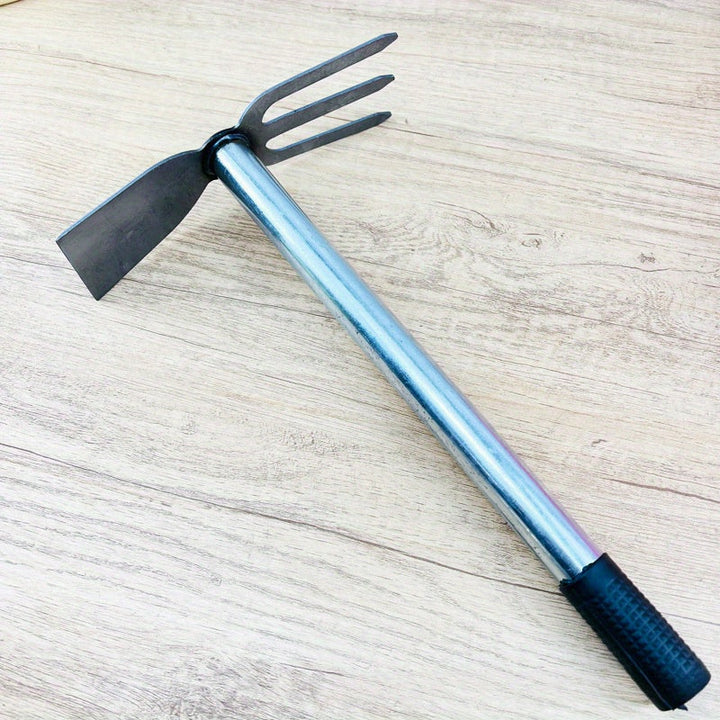 1 pieza de pala y rastrillo de doble propósito con mango de acero duradero - Herramienta de jardinería ergonómica para palas y rastrillos eficientes, ideal para plantar flores, mantenimiento de jardines | Rastrillo de metal resistente | Diseño ergonómico