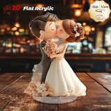 Decoración de Escritorio Giratoria 2D Plana, Sin Necesidad de Energía, con la Novia y el Novio en un Abrazo Romántico, Adecuada para Bodas, Propuestas, Aniversarios, Decoración del Hogar, Uso Interior y Exterior, 2D Plana