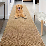1pc Alfombra Extra Larga para Pasillo - Textura de Jute 100% Poliéster, Duradera y Lavable a Máquina, Gran Alfombra Rectangular para Sala, Cocina, Dormitorio o Entrada - Marrón, Apariencia de Fibra Natural, Tela Resistente al Desgaste, Alfombra Texturiza