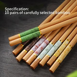 5 pares/10 pares de palillos chinos de bambú natural de montaña, multicolor, antideslizantes, resistentes a altas temperaturas, reutilizables, para hogar y restaurante