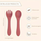 2 piezas de cuchara y tenedor de silicona para bebés - Suministros de alimentación para bebés aptos para lavavajillas, cuchara y tenedor de silicona - Inicio de sólidos para artículos esenciales para bebés