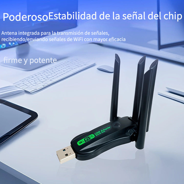 Tarjeta inalámbrica de doble banda con cuatro antenas y alta velocidad de 1300 m, enchufar y usar, sin necesidad de controladores ni calentamiento