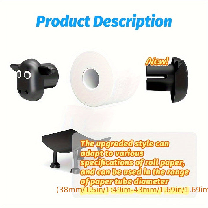1 pieza, Portarrollos de baño con diseño de oveja - Soporte divertido para papel higiénico, decoración de baño - Portarrollos de oveja en 3D, color negro - Almacenamiento gracioso para rollos de papel - Decoración linda para el baño