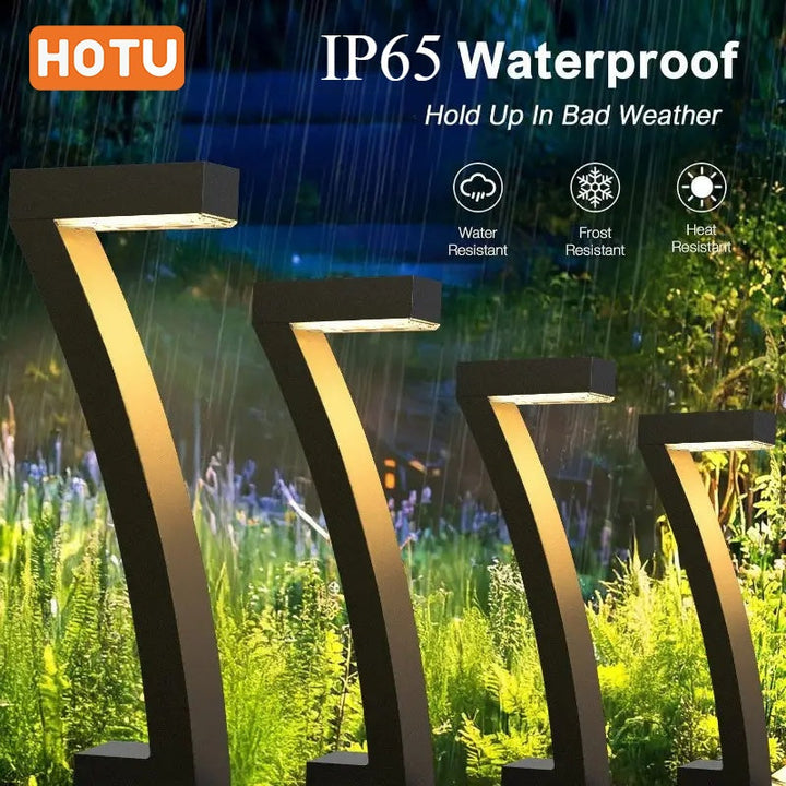 Juego de 4 Luces Solares para Exteriores HOTU, Luces Sólidas para el Suelo, Farolas Solares para Paisajismo Exterior, Patios y Aceras