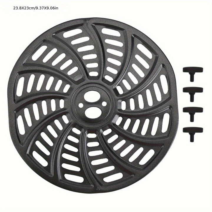 Plato de Parrilla para Freidora de Aire Gourmia de 6QT - Compatible con los Modelos GAF698 y GAF686, Revestimiento Antiadherente Duradero, Ideal para Asar Verduras, Carnes y Papas Fritas, Utensilio de Cocina Circular