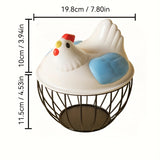 1 cesta para huevos en forma de gallina con tapa de plástico, duradera, estilo moderno rústico, juego de almacenamiento para cocina y comedor, ideal para huevos y snacks