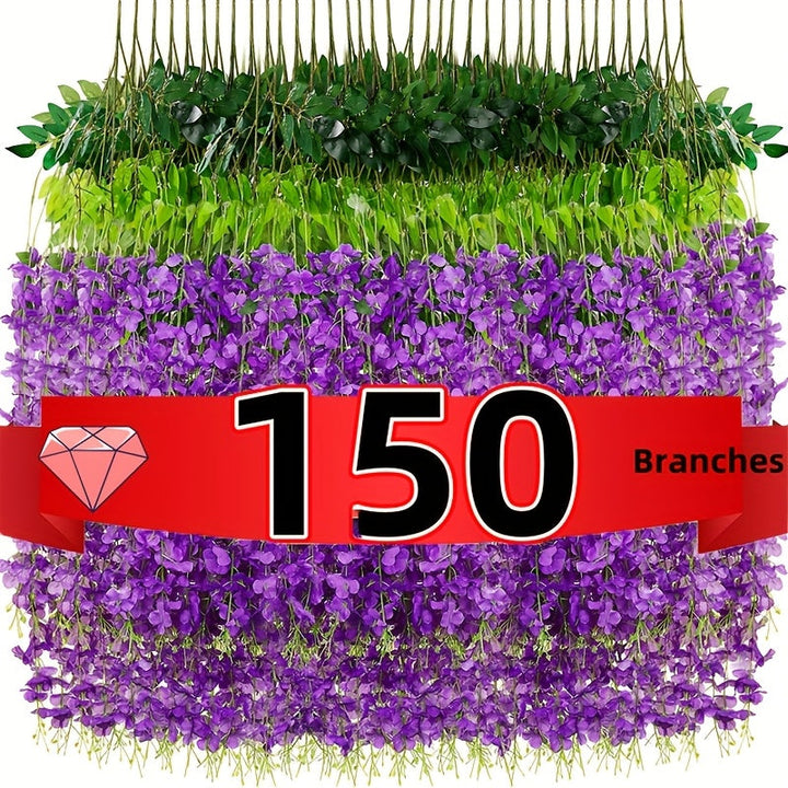 50/150 flores colgantes de wisteria artificial - Decoraciones de vino artificial blanco, adecuadas para bodas, jardines, paredes y arcos de mesa DIY - 3,6 pies de largo, perfectas para primavera, Navidad, Día de San Valentín y fiestas de cumpleaños