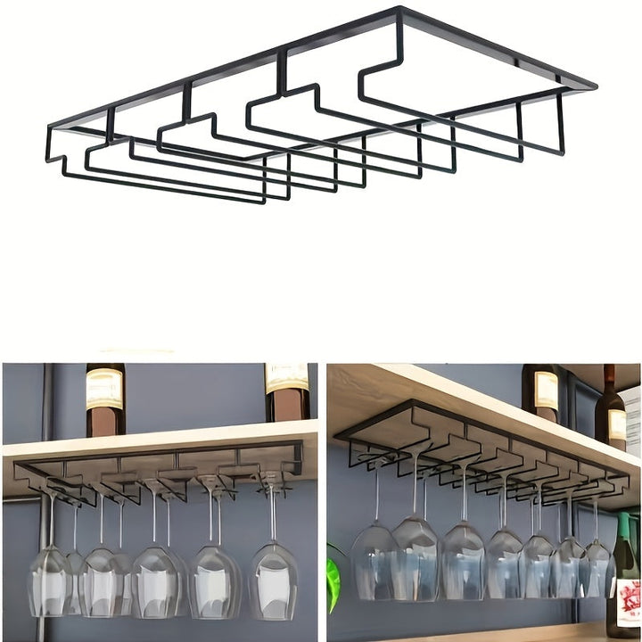 Soporte colgante para copas de vino, estante para copas debajo del mueble, estante de almacenamiento de hierro metálico, soporte para clasificación de copas, accesorios adecuados para bar, comedor, armario, cocina y organización