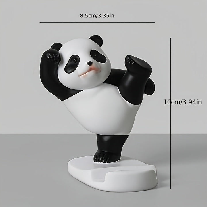 1pc Adorable Soporte para Teléfono y Tableta de Panda - ABS Impermeable, Figuras de Panda en Estilo Dibujos Animados en Blanco y Negro para Decoración de Escritorio, Ideal para Uso en Casa y Oficina, Regalo Perfecto para Amantes de la Tecnología