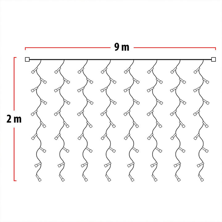 Luz Cascada 9X2 Metros 900 LED Luces Navidad BLANCA RF 2026