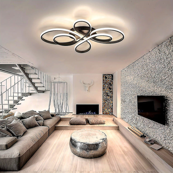 Luz de techo LED moderna, 3000K/4000K/5000K Lámpara de techo negra LED, Luz de techo de acrílico con forma de flor creativa LED para balcón, pasillo, dormitorio, sala de estar