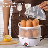 1 pieza de cocinador de huevos eléctrico - Operación de un solo clic, apagado automático, calefacción 3D de doble capa, sin BPA, sin olor, esencial para desayunos saludables, enchufe de EE. UU., 110V, material ABS, dispositivo de cocción de huevos | Elec