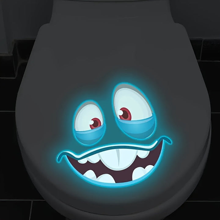 2 Piezas de Pegatinas para Inodoro que Brillan en la Oscuridad - 15*15cm Decoración para Baño y Dormitorio, PVC Autoadhesivo Impermeable, Diseño de Ojos Verdes Luminosos, Calcomanías Divertidas y Originales para Espacios Temáticos Interiores/Exteriores