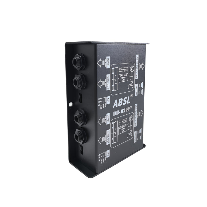 DI Box Profesional de Doble Canal Pasivo (DB-02) - Direct Box Resistente con Elevación de Tierra y Interruptor de Respuesta de Frecuencia, Entradas/Salidas Dobles para Instrumentos, Conector XLR - Para Grabaciones en Vivo, Estudio o Casa - Construcción T