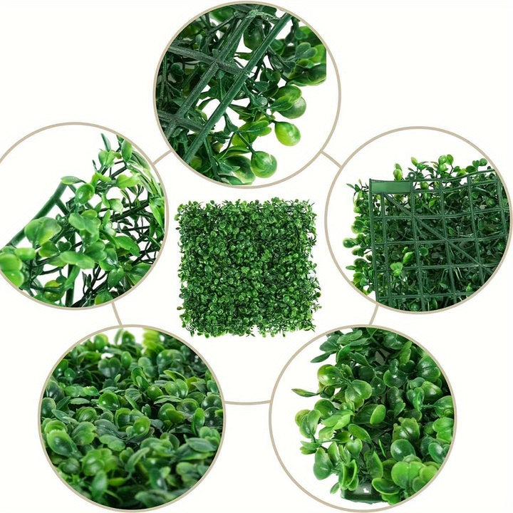 Pared de Hierba Artificial, 25cm x 25cm (10 o 20 piezas de Paneles de Pared Verde Artificial, Protección UV Paneles de Buxo Verde, Decoración de Pared de Plantas para Interiores y Exteriores y Cubierta de Valla para Privacidad