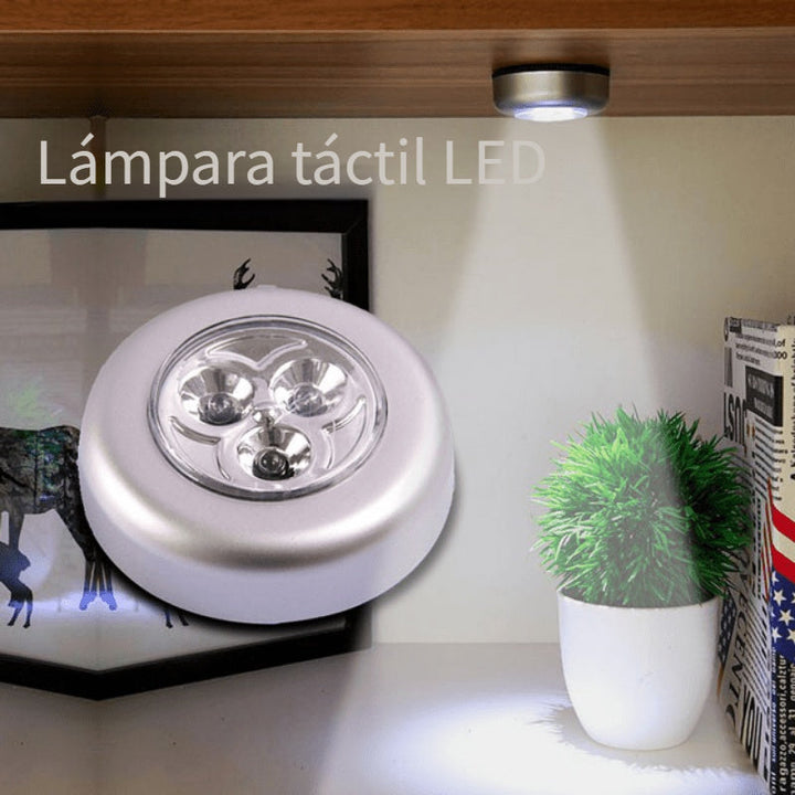 Luz Nocturna Táctil Inalámbrica de 3 LED - Adhesiva, Funciona con Pilas, Portátil, Fácil Instalación, Perfecta para Armarios, Pasillos, Baños y Más - No Requiere Cableado (Pilas No Incluidas)