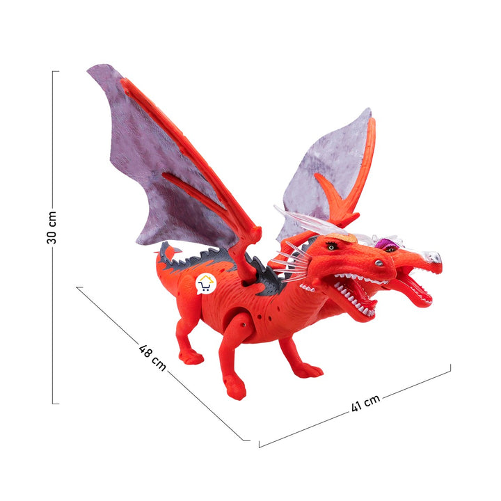 Dragón Grande 2 Cabezas Alas Movimiento Luces Sonidos 6613