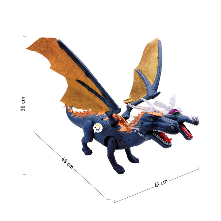 Dragón Grande 2 Cabezas Alas Movimiento Luces Sonidos 6613
