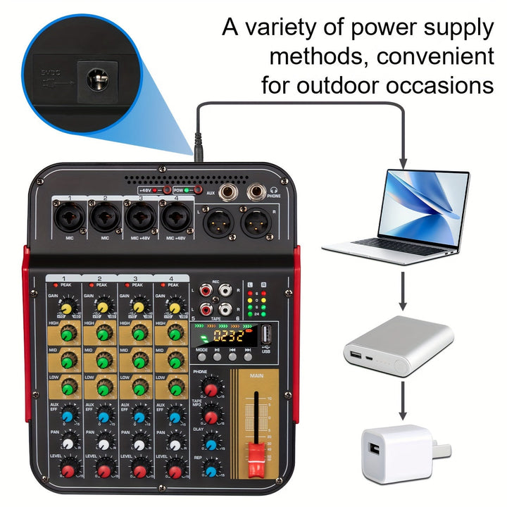 Bomaite 6-canal Mezclador De Sonido Personal Con Efectos De Sonido Audio USB De Grabación Para PC Y Más - ¡Perfecto Para Escenario Y Estudio!