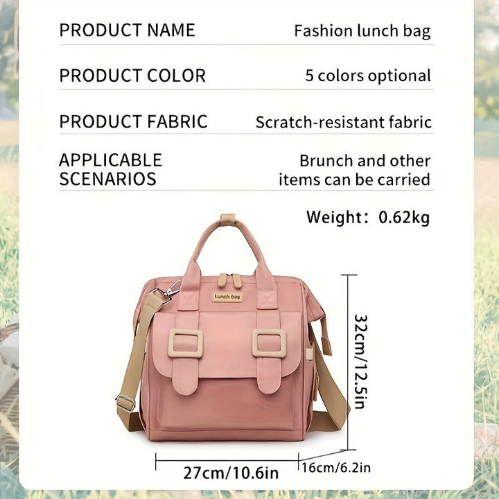 Bolsa de almuerzo portátil de gran capacidad versátil y elegante, aislada para mantener la comida fresca y fría, sin contacto con alimentos. Regreso a la escuela.