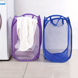 Canasta plegable para ropa sucia, 1 unidad, resistente, malla de nylon transpirable, estilo clásico, con asas, solución de almacenamiento versátil, para lavandería