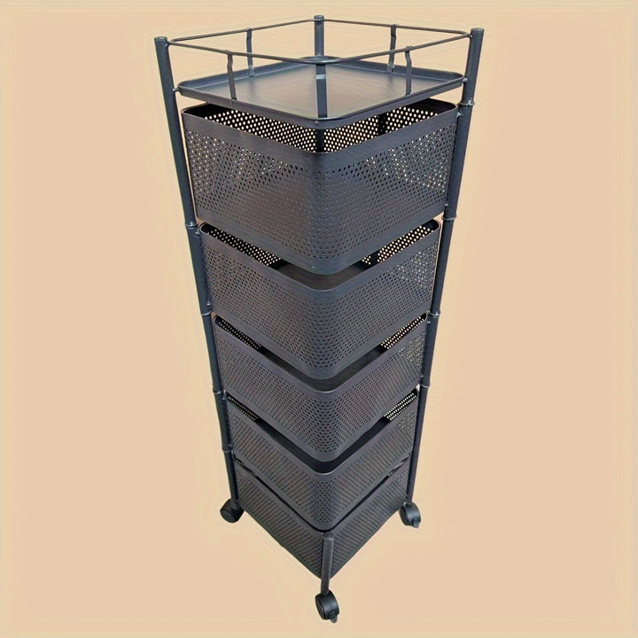 Carro de cocina metálico. Estante abierto cuadrado para almacenamiento. Estantería multifuncional con 6/4 niveles a elegir. Sin necesidad de montaje, sin operación eléctrica, espacio de almacenamiento cuadrado