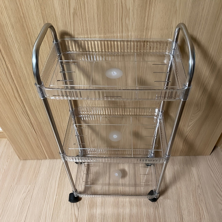 Carrito de Almacenamiento de Acrílico Transparente de 1 Pieza con Ruedas, Organizador Multiusos Transparente, Estante Vertical en Capas para Dormitorio, Baño, Cocina - Plástico, No Requiere Montaje