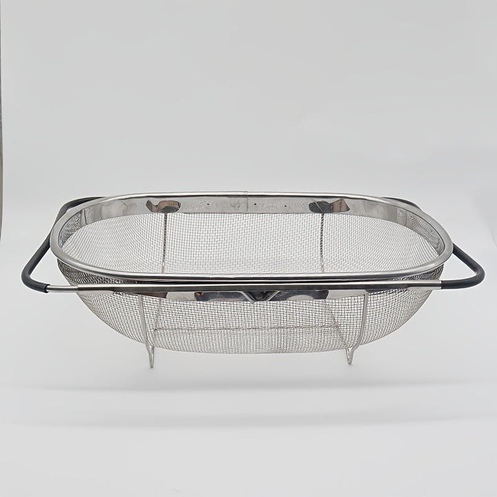 Red de filtro telescópica de acero inoxidable 304, multiusos, plegable, para 4 escenarios diferentes, para almacenamiento, baño, cocina, jardín, fregadero, deshidratador de frutas y verduras, sin instalación, resistente a la corrosión, soporte.