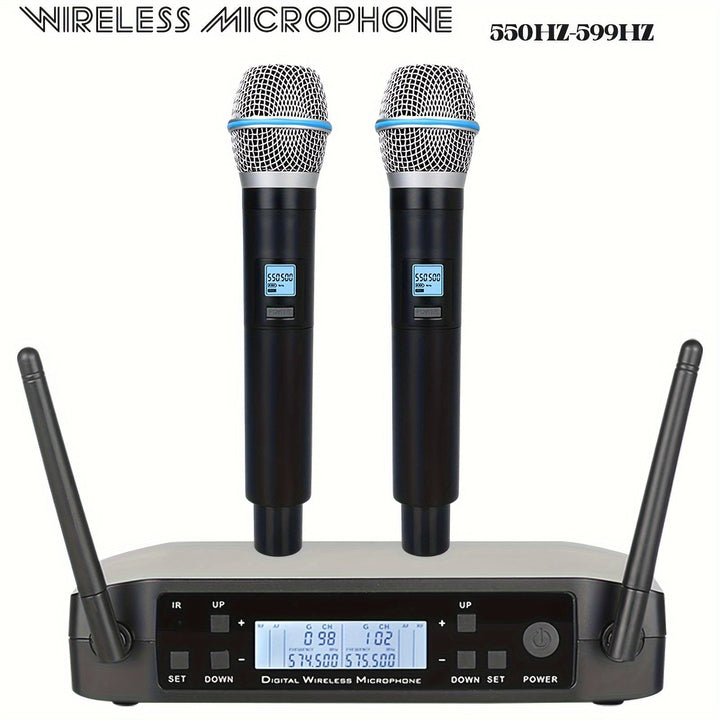 Sistema de micrófono inalámbrico GLXD487C Pro con 2 micrófonos de mano 200 frecuencia para presentaciones en escenarios, conferencias, karaoke en casa y bodas
