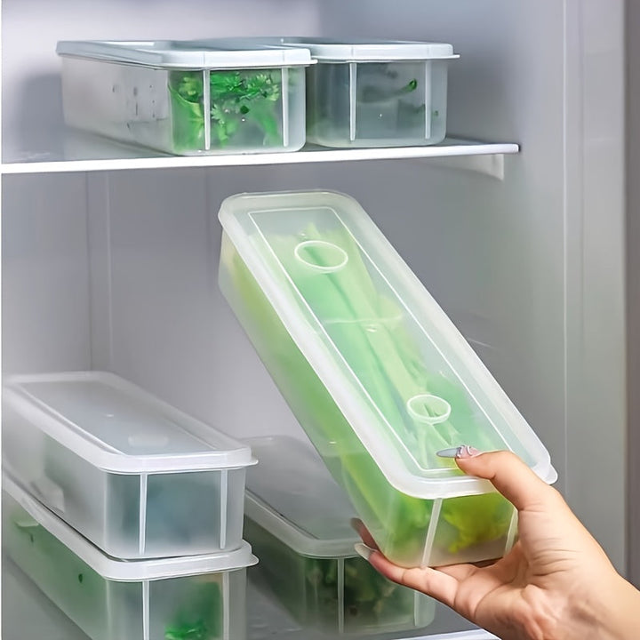 Juego de 6 contenedores plásticos para alimentos con tapa, recipientes rectangulares reutilizables para refrigerador, ideales para cebollas, cilantro, ajo, fideos, huevos, esenciales de cocina para lavar a mano