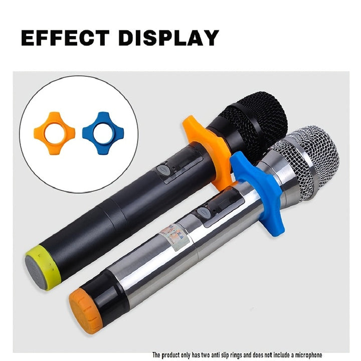 2pcs Anillos de Soporte para Micrófono XGeS - Antigolpes, Antideslizantes y Diseño Duradero para Micrófonos de KTV - Azul/Amarillo, XGeS