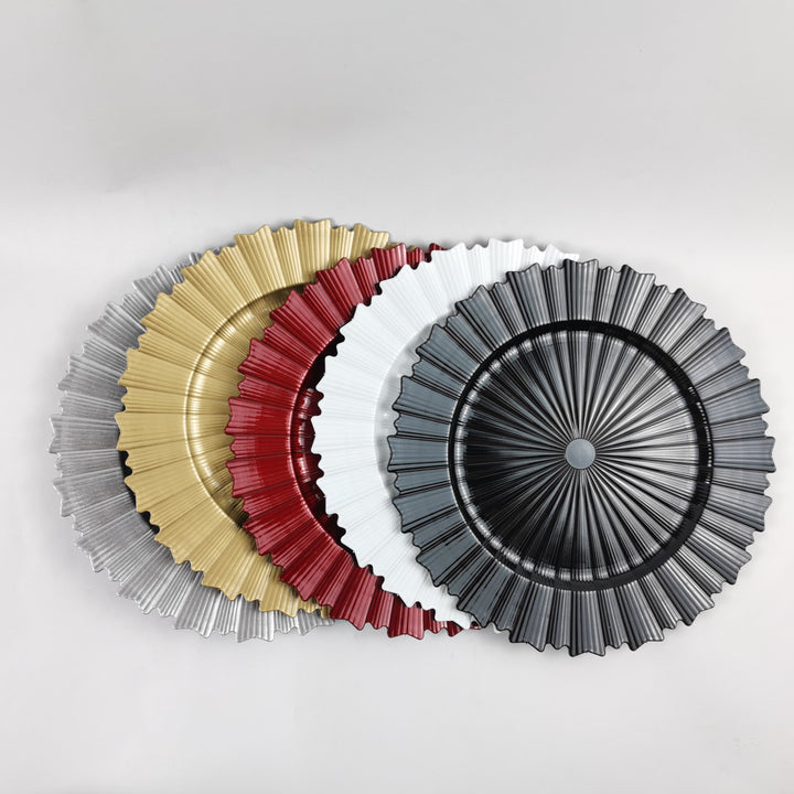 50 piezas, 13 pulgadas, platos de plástico, sol de otoño, dorados, ligeros y duraderos, reutilizables, perfectos para decoraciones de bodas, fiestas, Navidad, Halloween, suministros de vacaciones, platos decorativos de alta calidad y exquisitos.