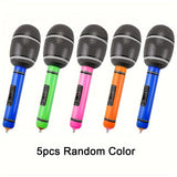 Paquete de 5 Micrófonos Inflables, Modelos de Instrumentos Musicales No Eléctricos de Material PVC, Accesorios para la Decoración de Ambiente en Fiestas, Decoraciones para Eventos y Partes