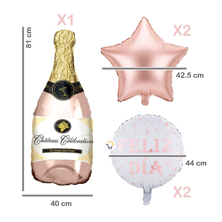 Globos Metalizado Botella Feliz Día Fiesta Temática Cumpleaños OE248FD