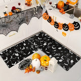 Alfombra de franela lavable con diseño gótico de murciélago y luna. Perfecta para Halloween, Navidad, Acción de Gracias, Pascua y Hanukkah. Disponible en varios tamaños, es ideal para sala de estar, dormitorio, cocina o pasillo. Un regalo de decoración d