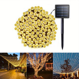 1 juego de luces solares de cuerda, 22 m (72 pies), 200 LED, 8 modos de iluminación, luces decorativas solares para exteriores, árbol de Navidad, jardín, hogar, boda, fiesta en el césped