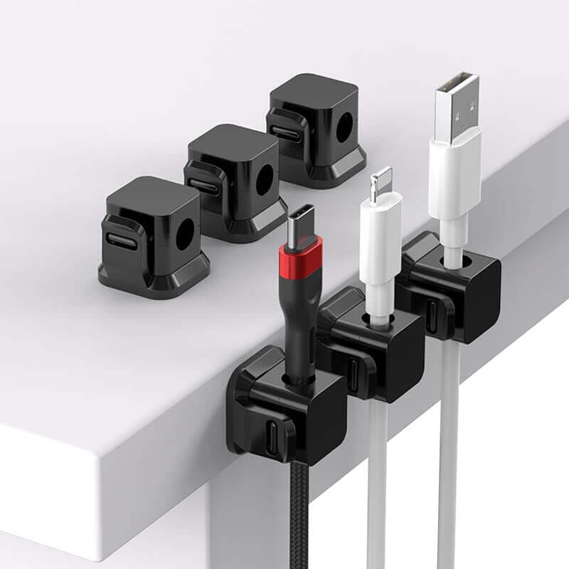 6 organizadores de cable, clips de cable de cargador adhesivo