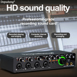 Interfaz de audio USB profesional DEPUSHENG, tarjeta de sonido con calidad HD, alimentación fantasma, conector para auriculares y 8 preamplificadores de micrófono - Consola de estudio para PC, podcasting, transmisión en vivo y videojuegos (24 bits/192 kH