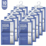 Paquete de 10 Bolsas Absorbentes de Humedad, Bolsas Antihumedad de Cloruro de Calcio de Alta Eficiencia para Armario, Paquetes de Humedad, Absorbente Colgante Sin Aroma en Guardarropas, Baños, Eliminador de Olores y Moho, Ideal para el Hogar y Viajes