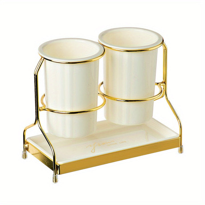 Organizador de Utensilios Moderno de Plástico con Compartimentos Dobles y Estante Secador - Soporte Multinivel para Cuchillos, Tenedores y Cucharas, Almacenamiento Resistente a la Humedad para Esenciales de Cocina