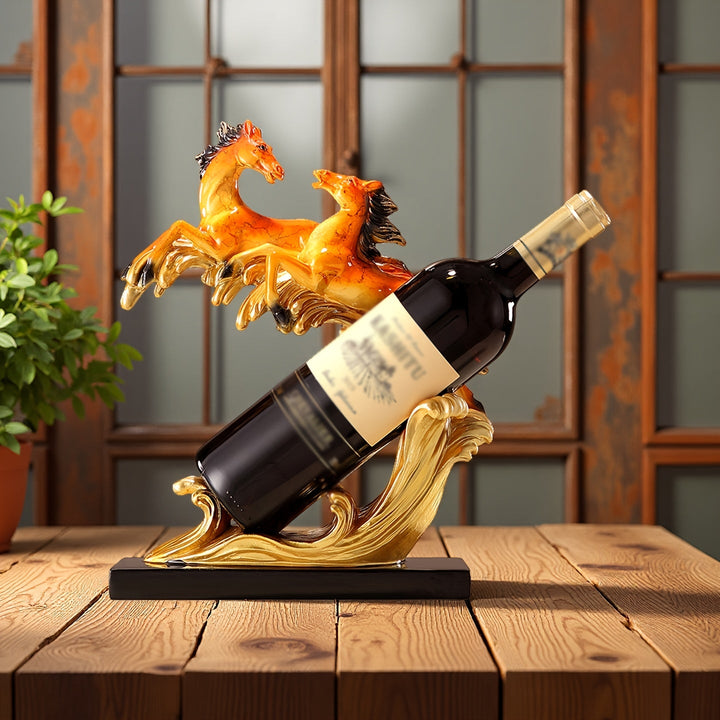 Estante de resina de carga de caballo doble - Diseño elegante de silueta de caballo, acabado pulido, ideal para decoración de sala de estar y comedor, regalo perfecto para uso empresarial o personal, decoración